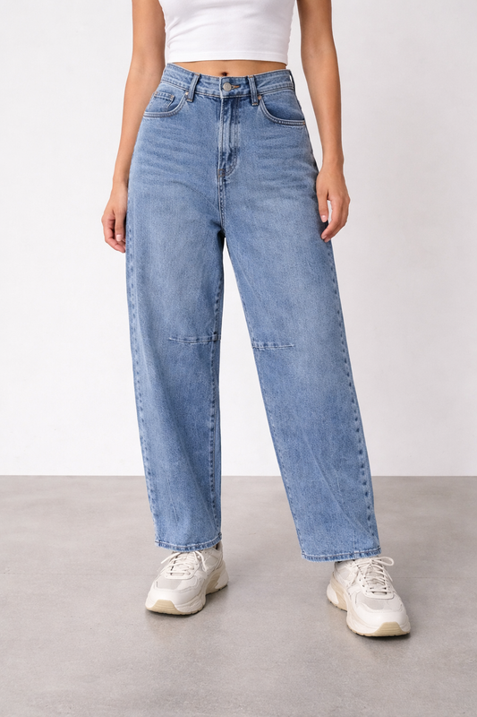 Barrel Strech Jeans Medium Blue