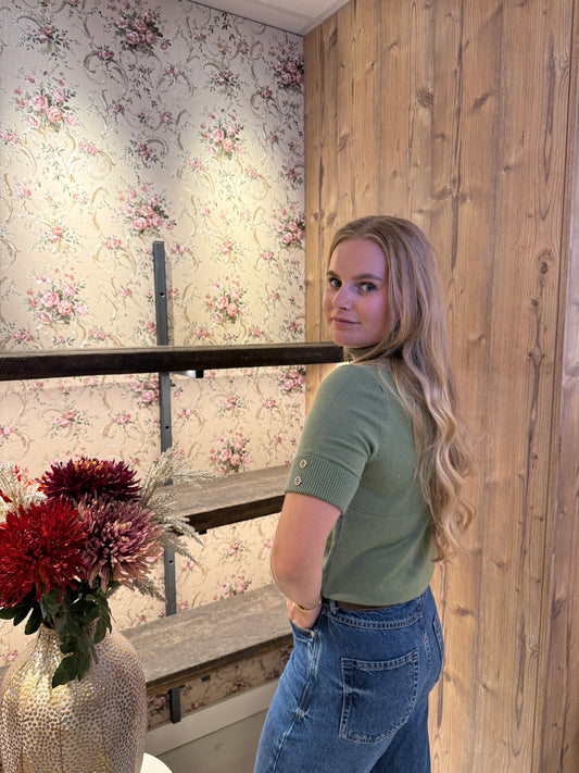 Yfke top Glitter army green