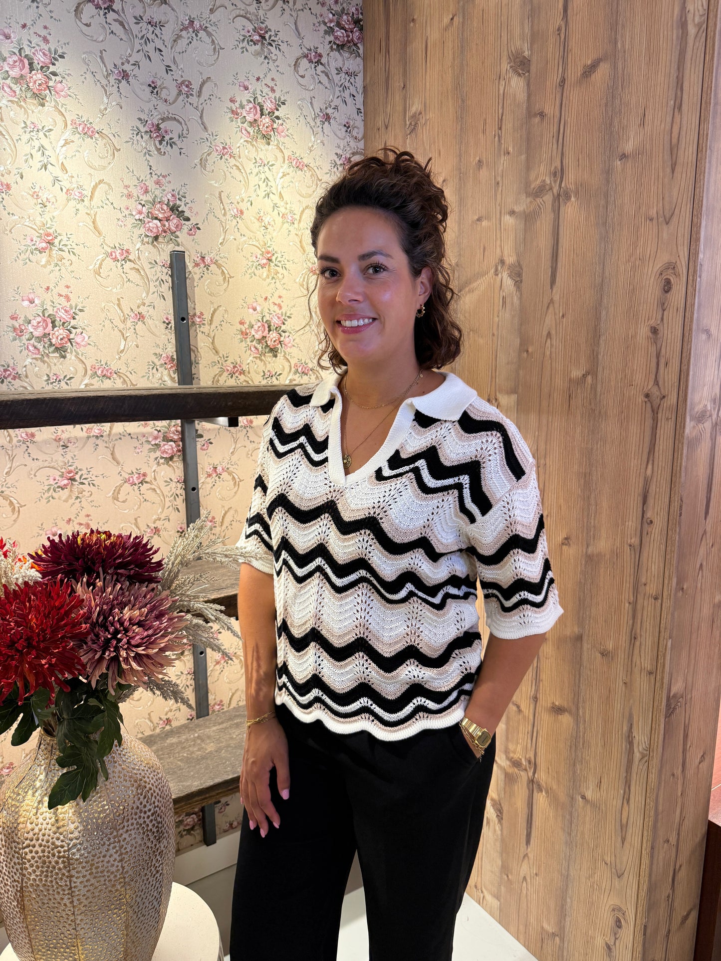 Emma zig zag top beige