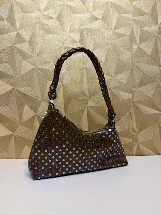 Studded Elegance Hobo Brown