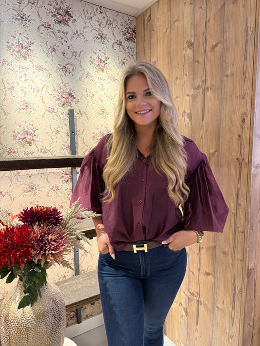 Fleur blouse bordeaux