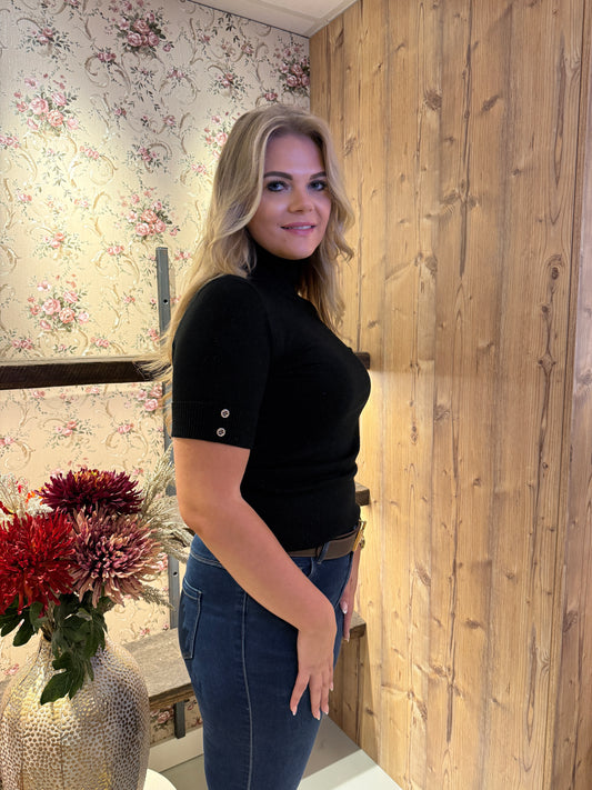 Yfke top Glitter zwart