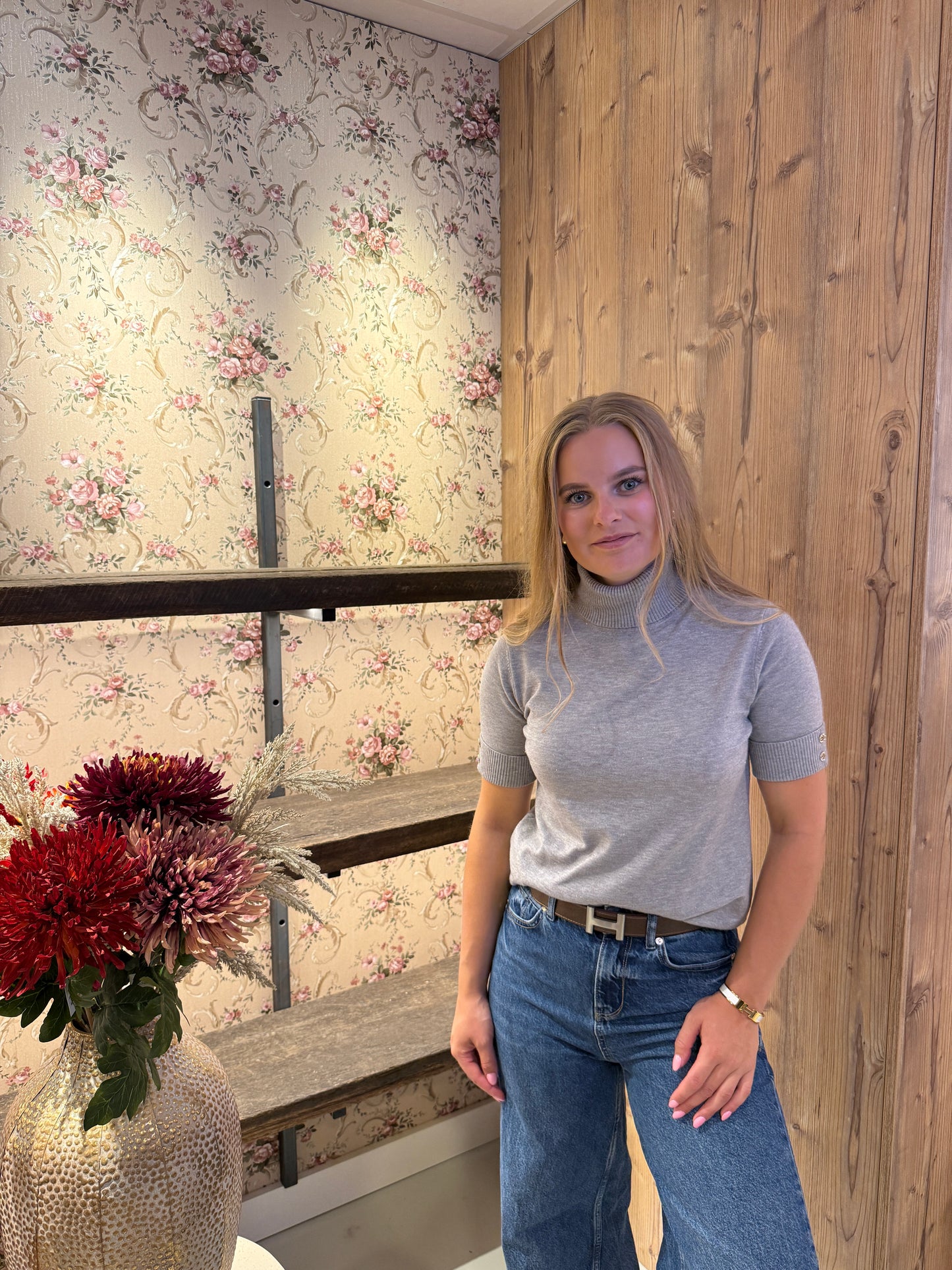Yfke top Glitter taupe