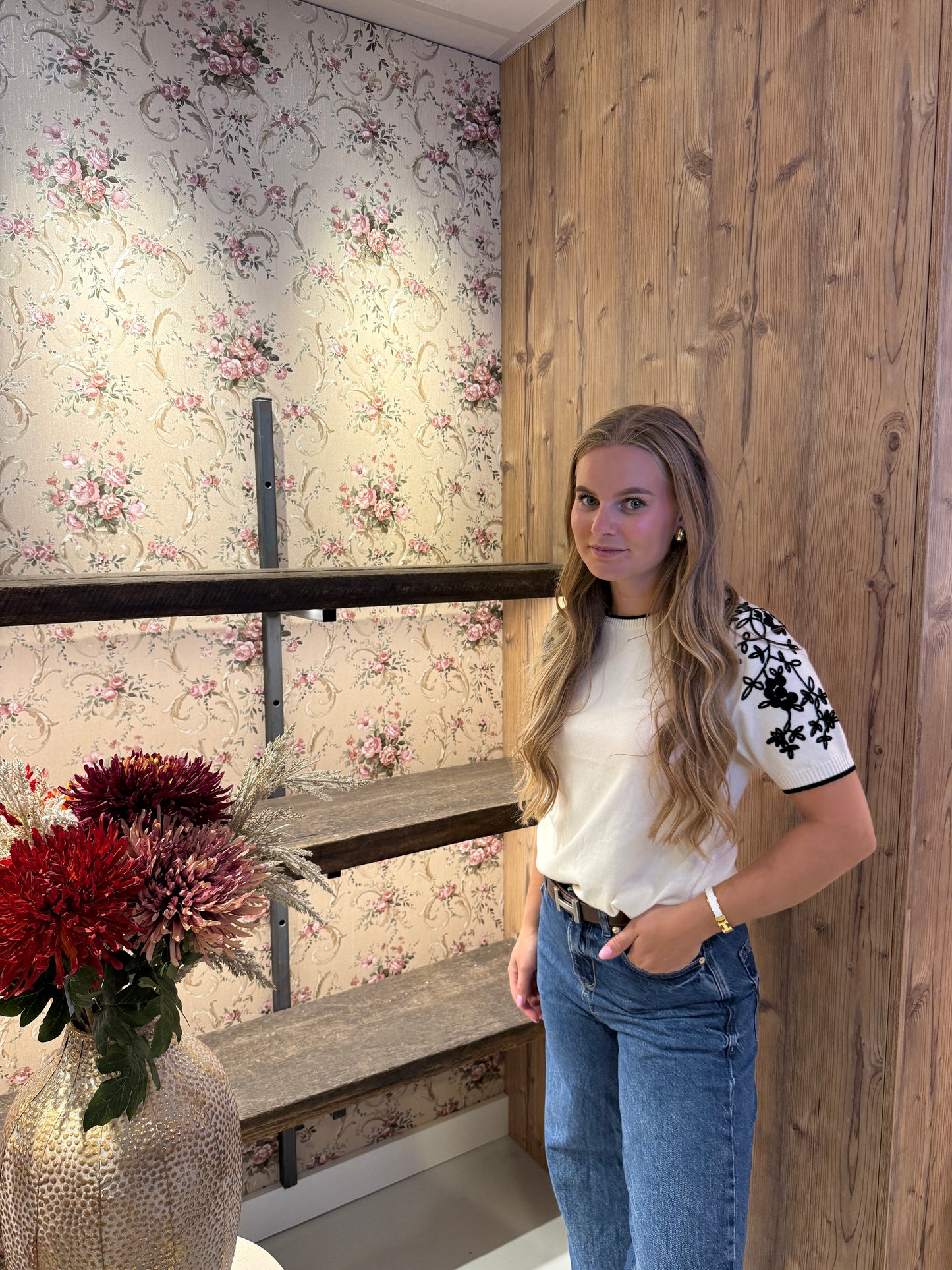 Fenne top wit/zwart