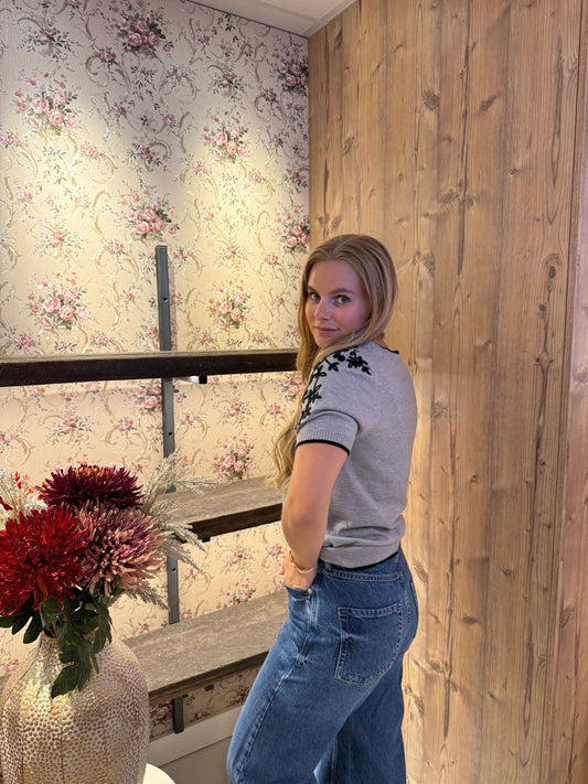 Fenne top grijs/zwart