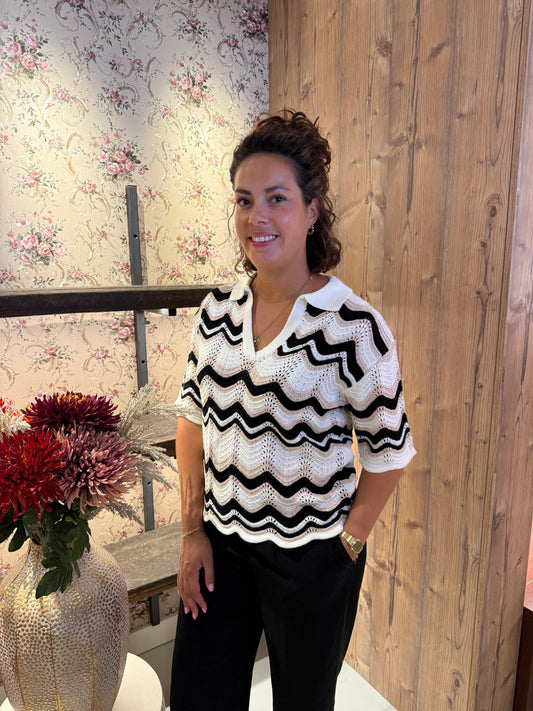 Emma zig zag top beige